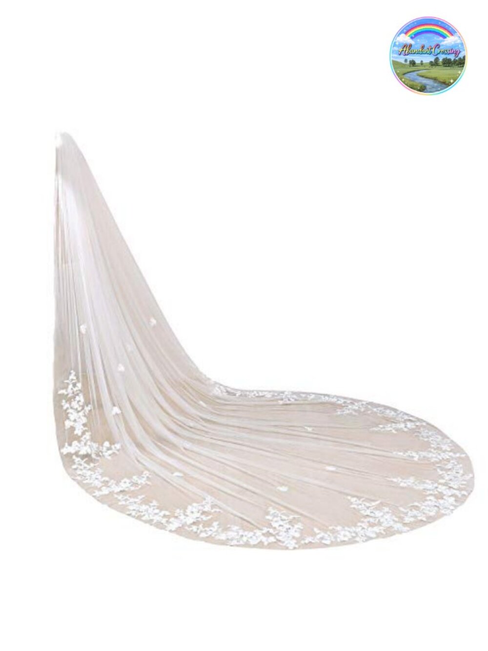 Cathedral Flower Lace Wedding Bridal Veil with Metal Comb - 158 in